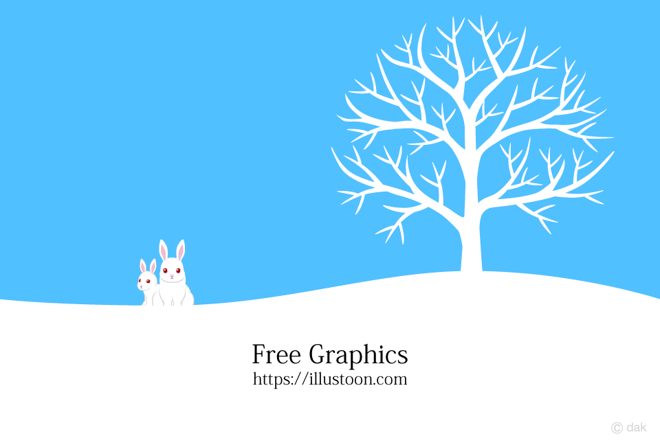 A tree and a rabbit in the snowy field Graphics