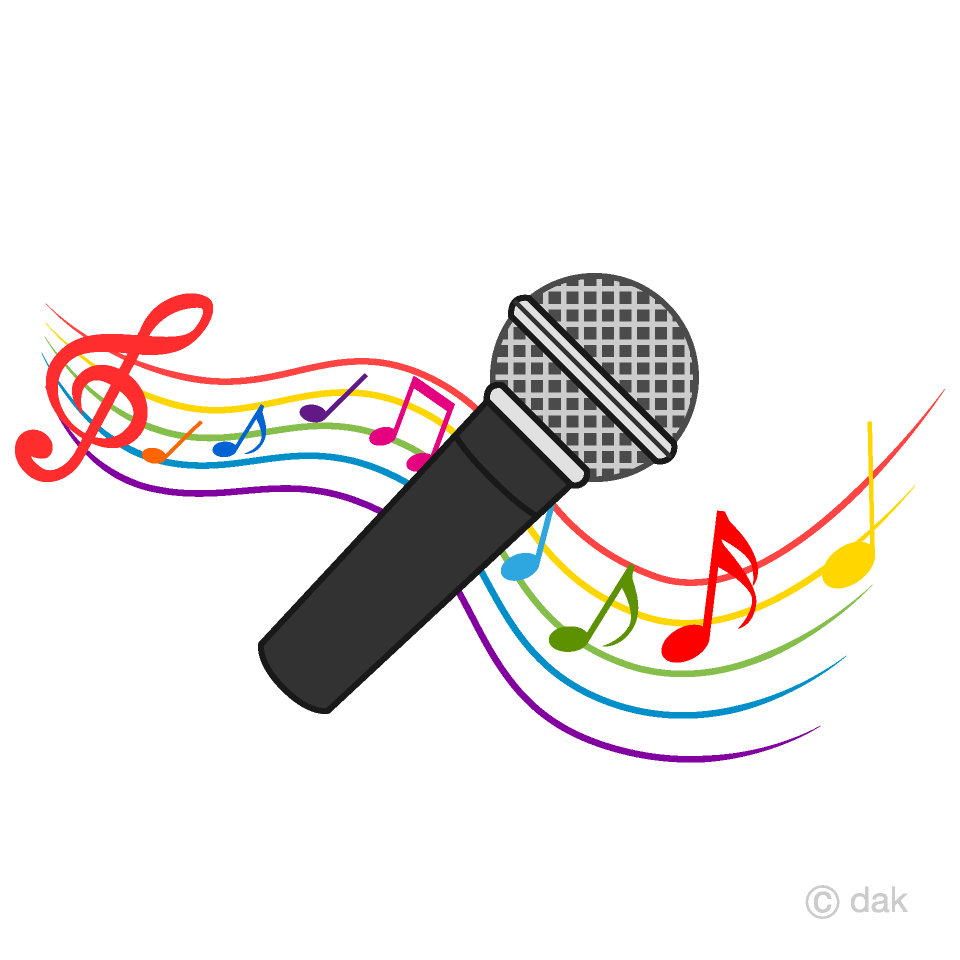 Microphone and Music Note Waving