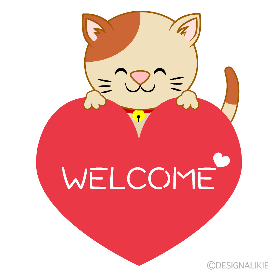 Cat Heart Welcome Clip Art Free PNG Image｜Illustoon