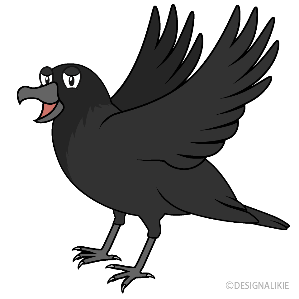 Flapping Crow Cartoon Free PNG Image｜Illustoon