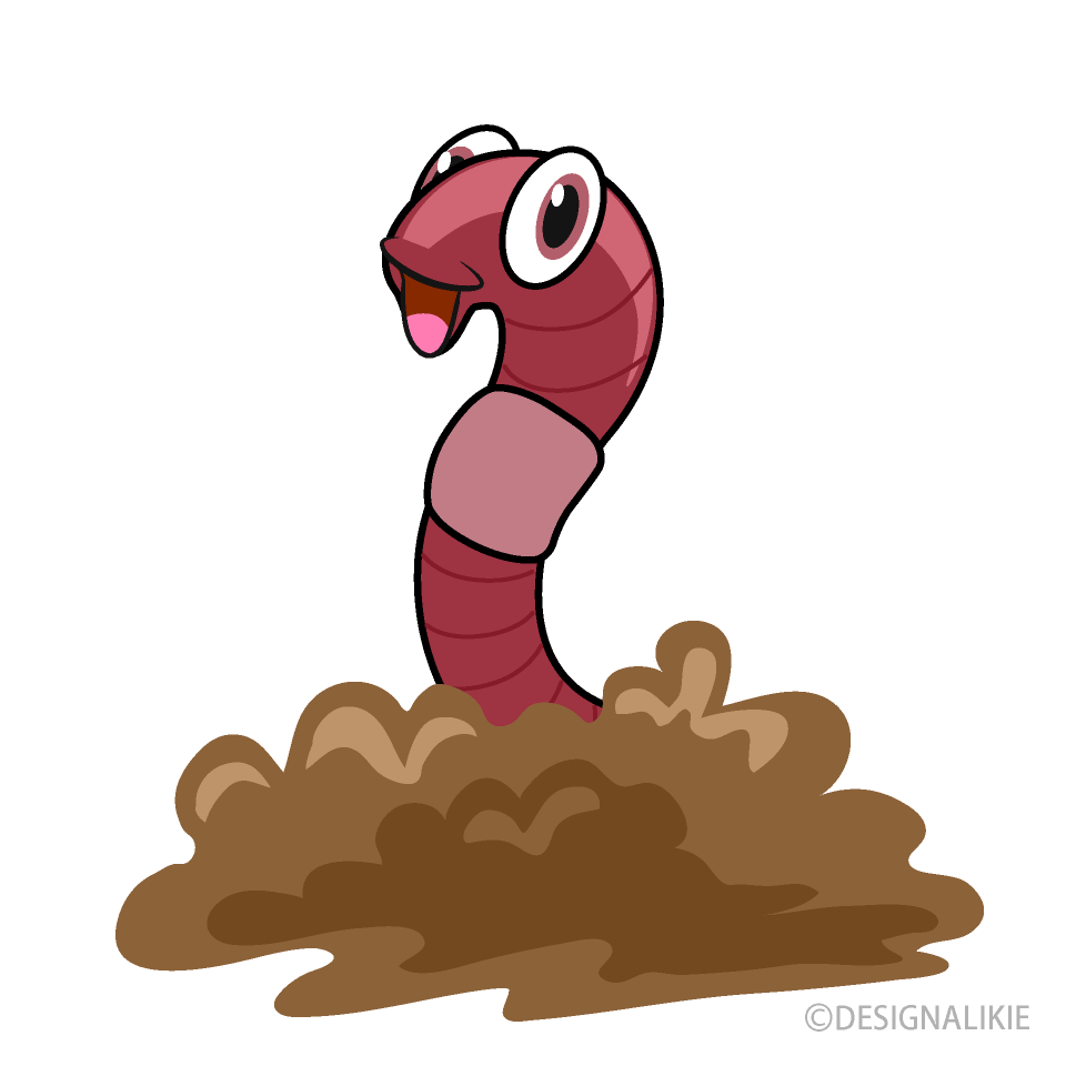 Soil Worm Cartoon Free PNG Image｜Illustoon