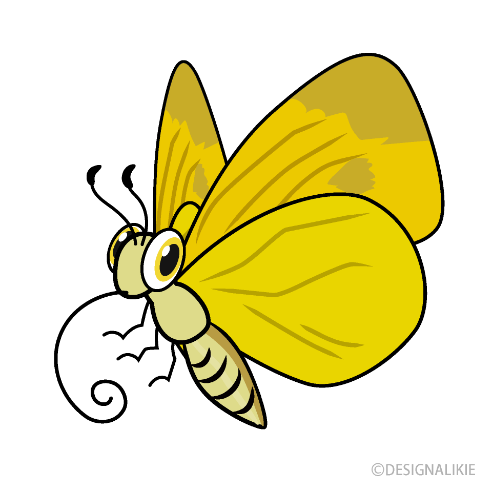 Yellow Butterfly Cartoon Free PNG Image｜Illustoon