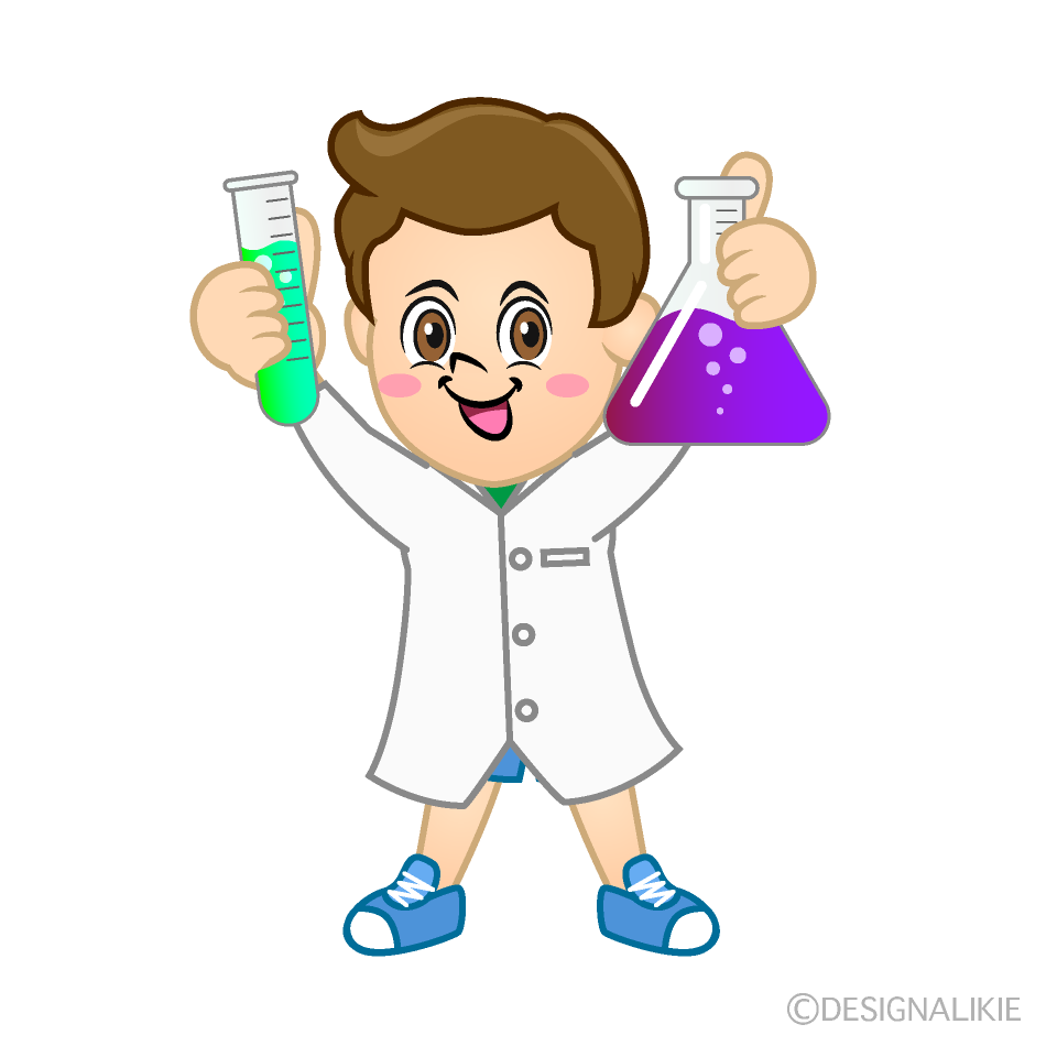 Boy Scientist with Test Tubes