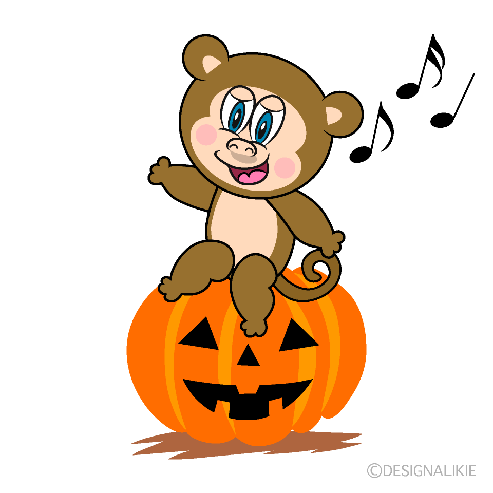 Calabaza de Halloween y mono