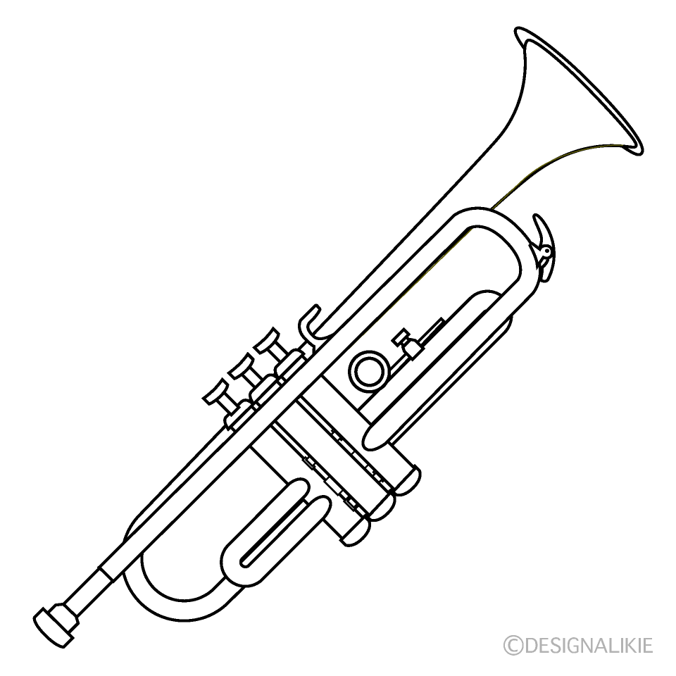 Trumpet Black and White Free PNG Image｜Illustoon