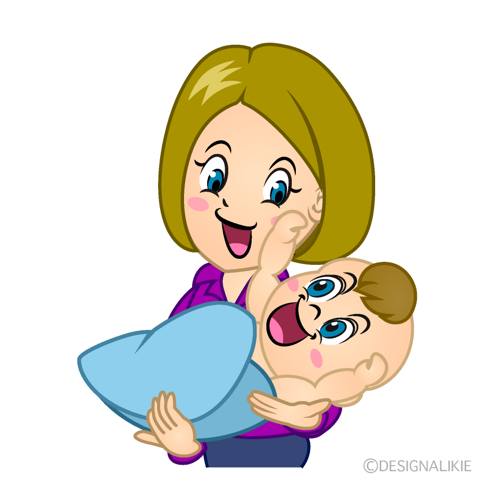 Mother Holding Amazing Baby Cartoon Free PNG Image｜Illustoon