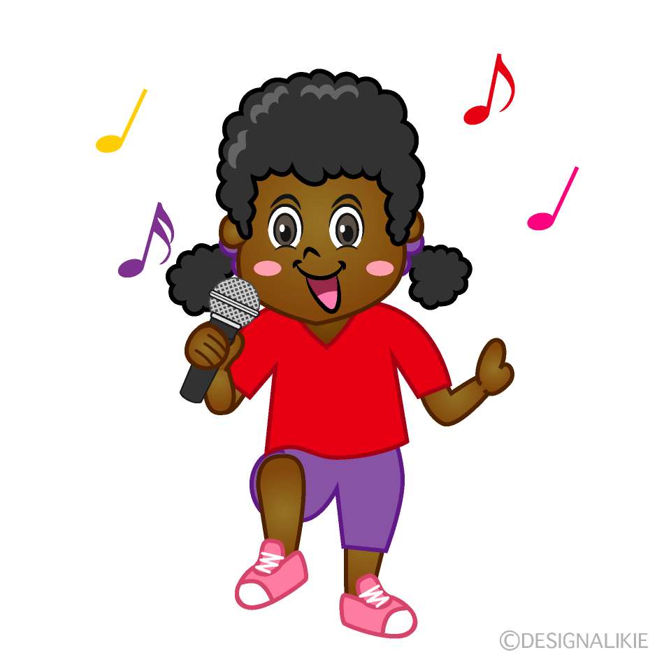 Singing Girl Cartoon Free PNG Image｜Illustoon