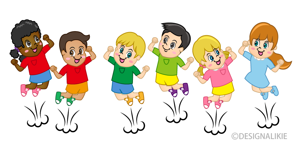 Jumping Children Cartoon Free PNG Image｜Illustoon