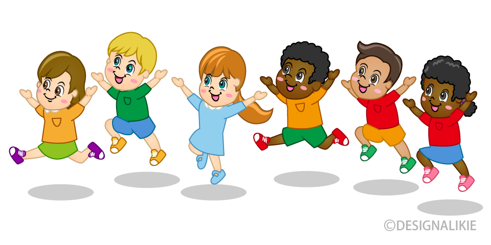 Children Running and Jumping Cartoon Free PNG Image｜Illustoon