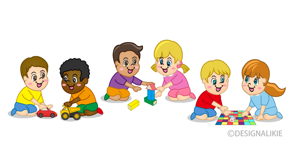 cartoon toddlers playing