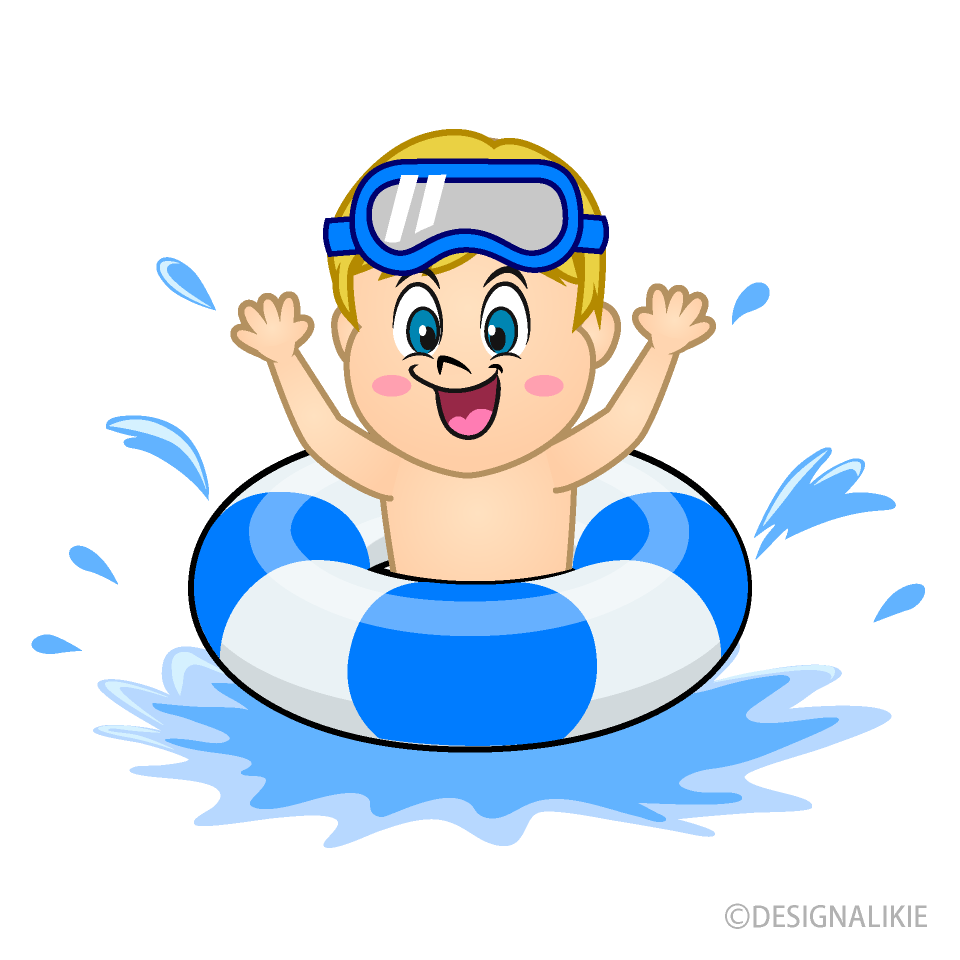 Boy Swimming with Float