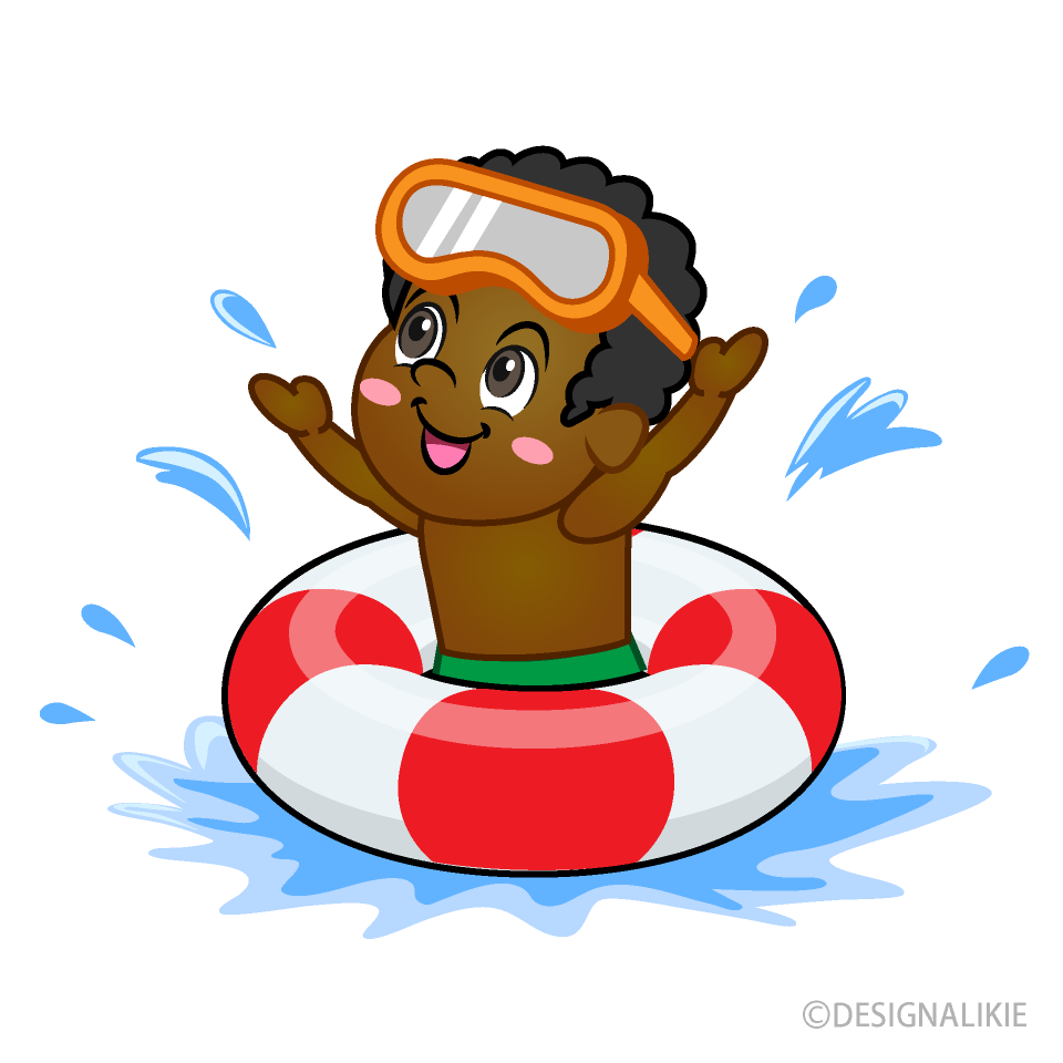 Boy Swimming with Float