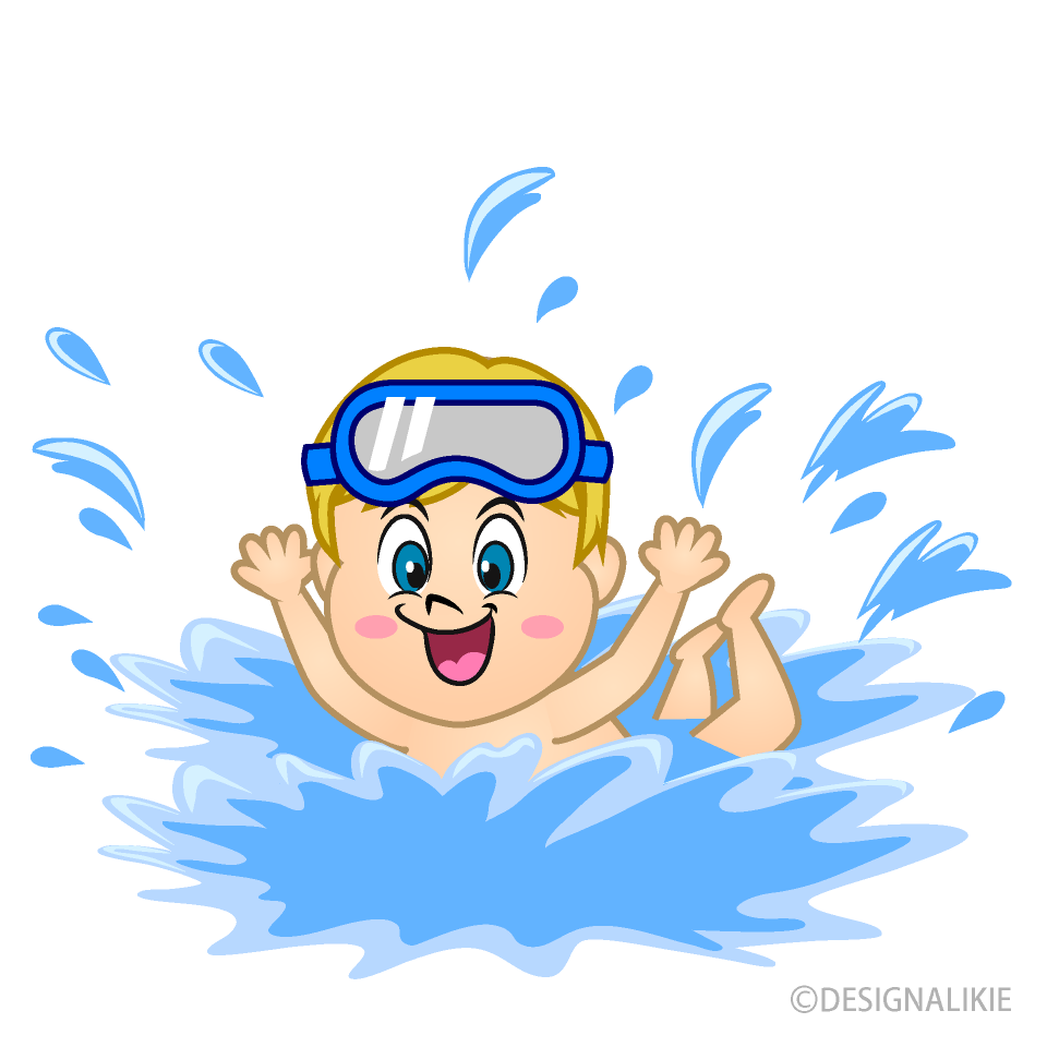 Boy Swimming in Sea