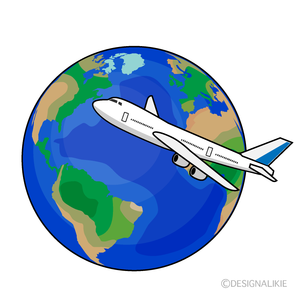Airplane Flying with Earth Clip Art Free PNG Image｜Illustoon