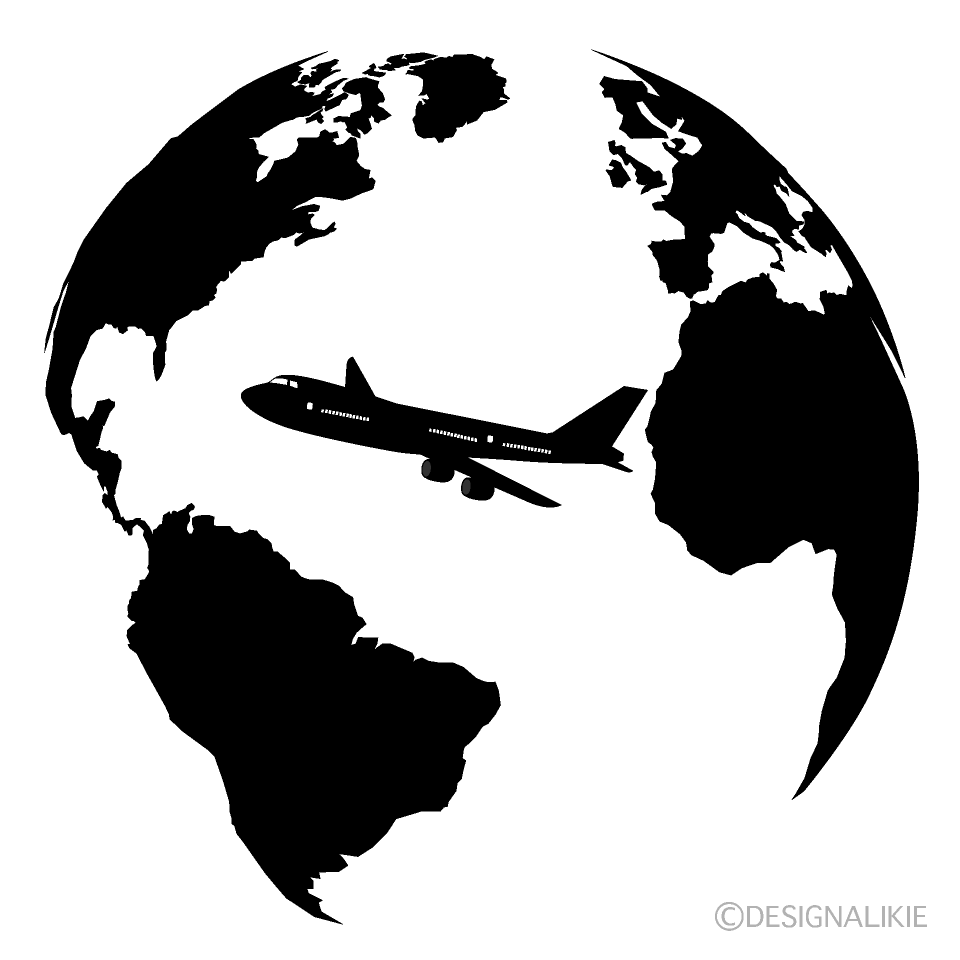 Airplane Flying with Earth Silhouette Free PNG Image｜Illustoon