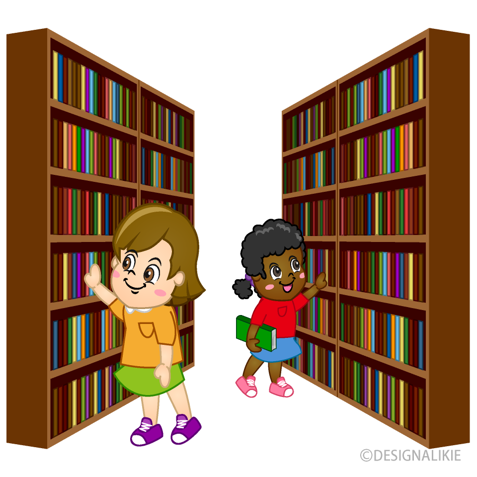 Girls In Library Cartoon Free PNG Image Illustoon