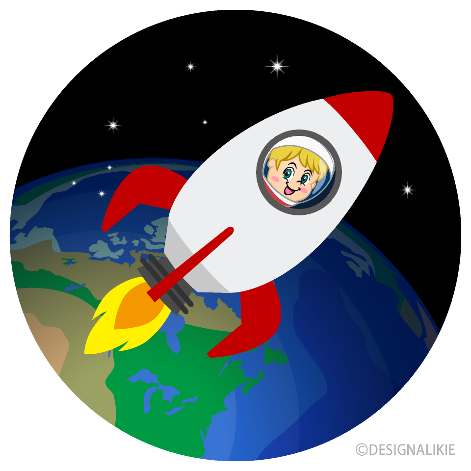 Cohete con Astronauta y la Tierra