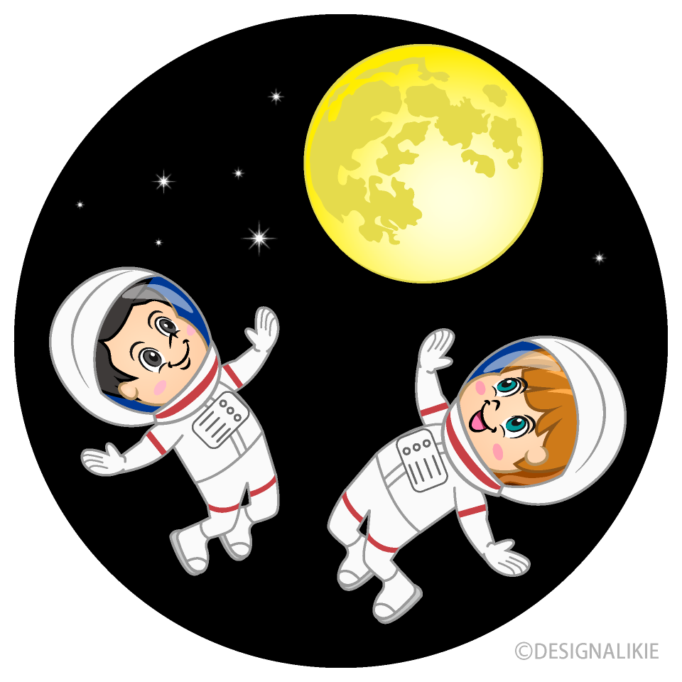 Astronautas Volando y la Luna