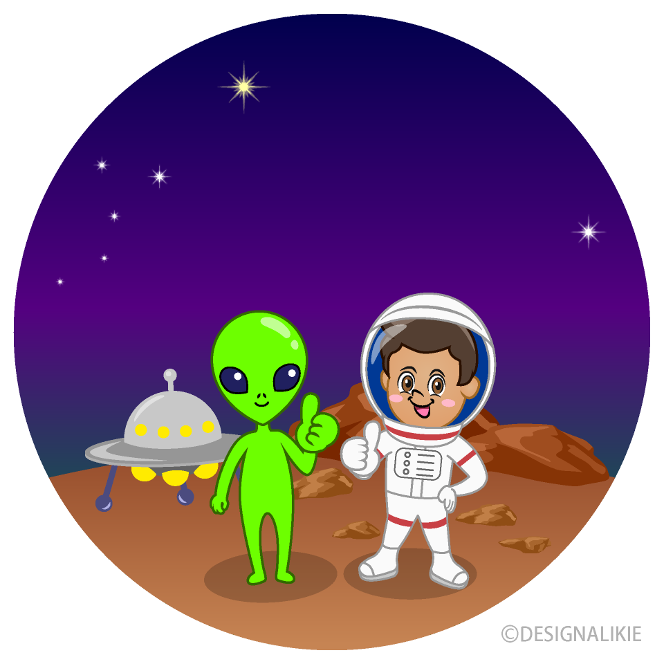 Astronauta y Extraterrestre con Pulgares Arriba