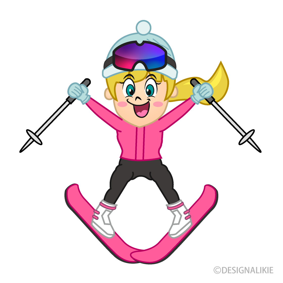Girl Skier Surprising