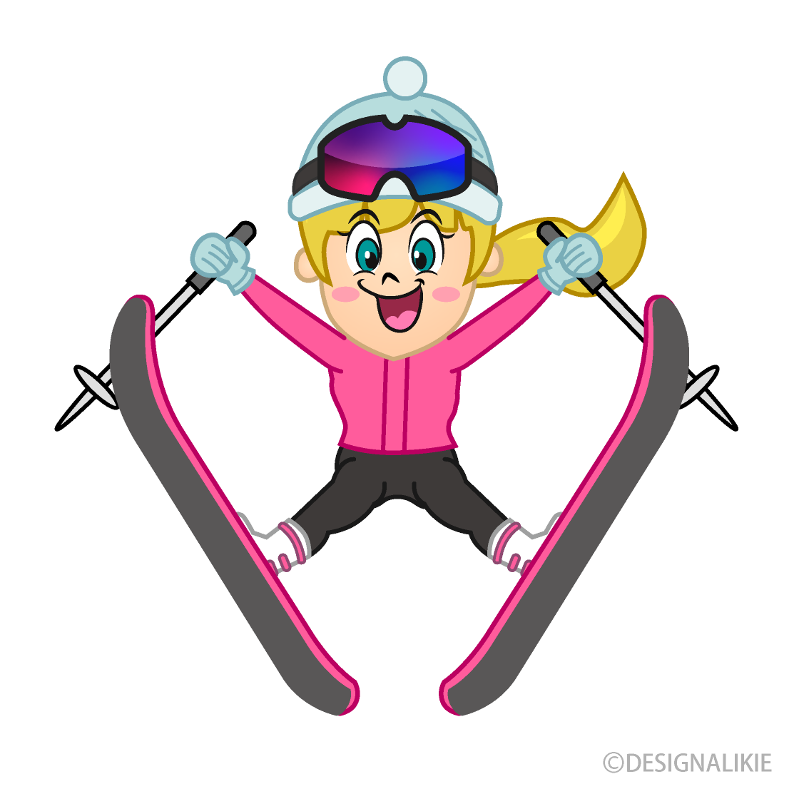 Girl Skier Jumping