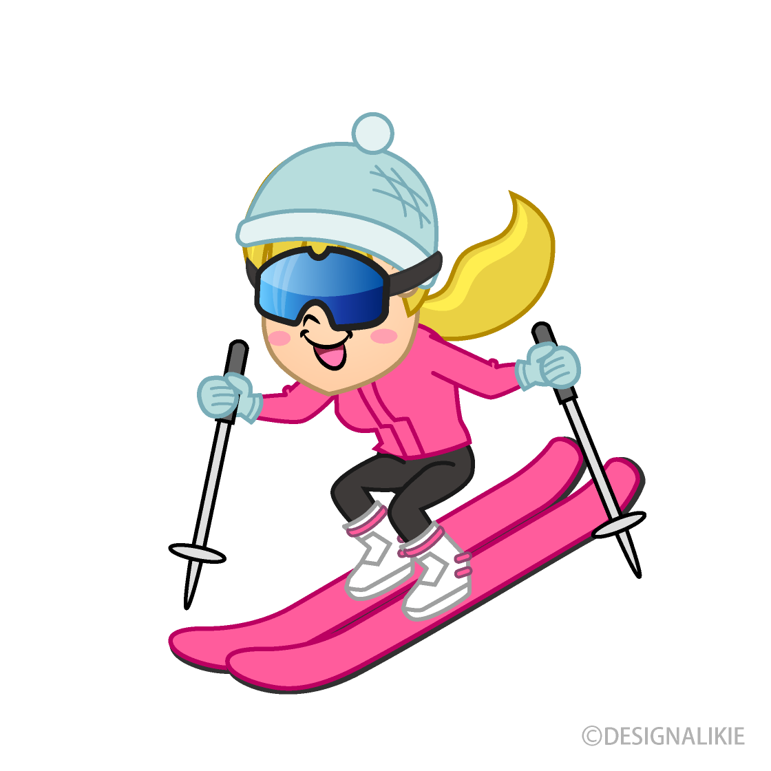 Girl Skiing at High Speed