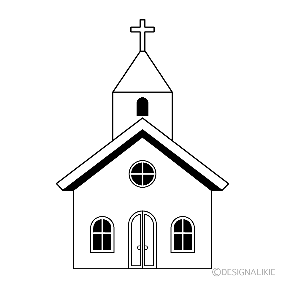 church clipart black and white