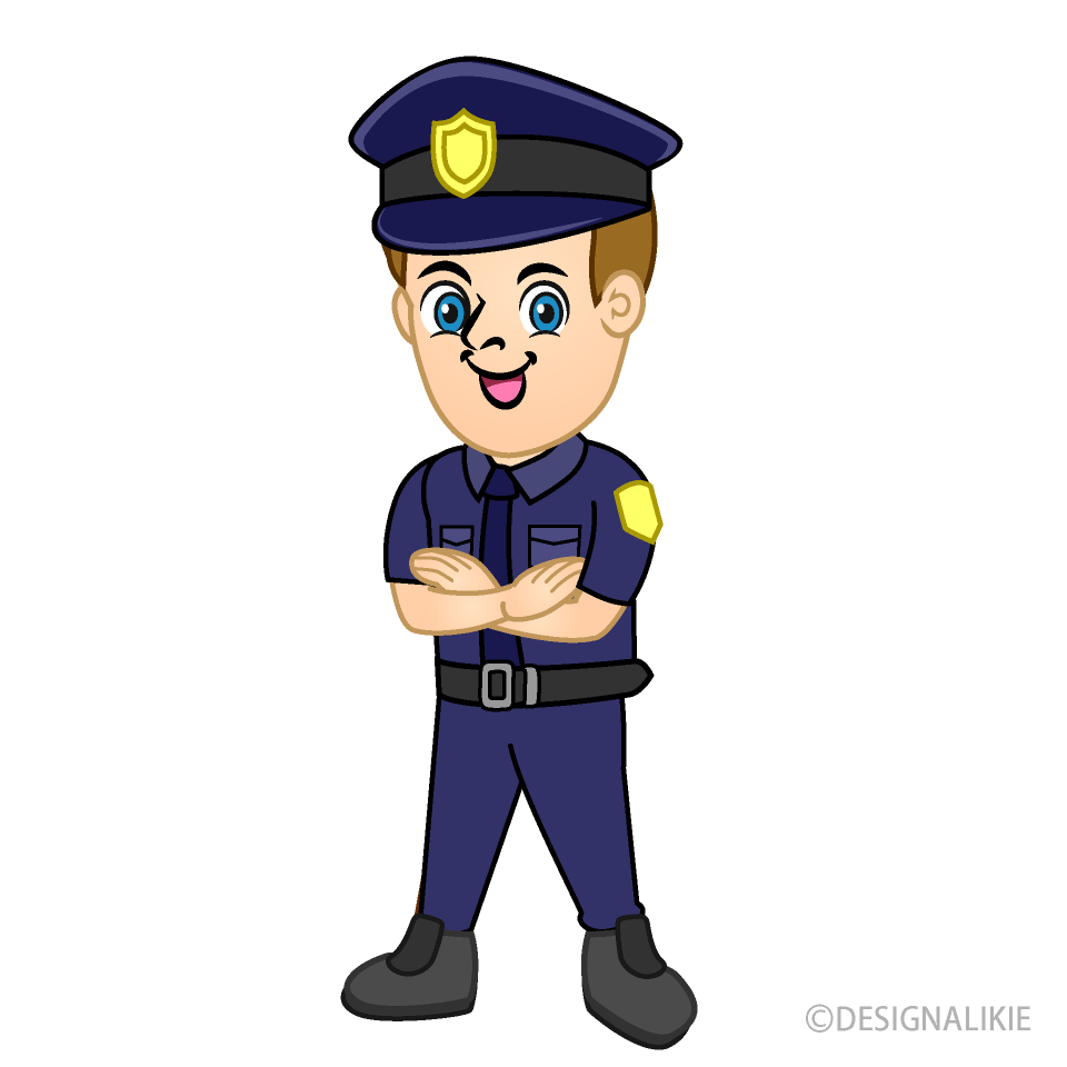 Cross-Armed Policeman Cartoon Free PNG Image｜Illustoon