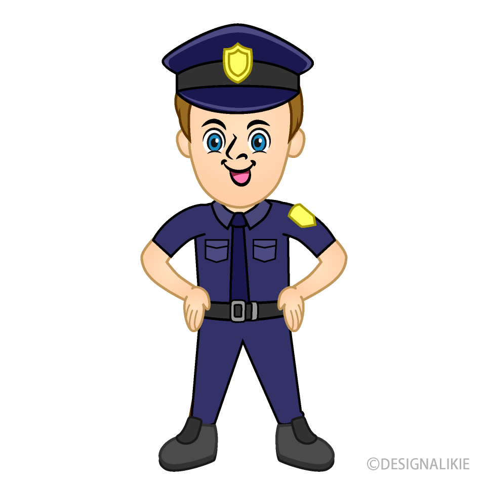 Hands-on-Hips Policeman Cartoon Free PNG Image｜Illustoon