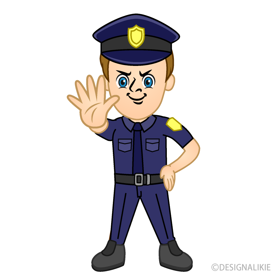 Stop Gesture Policeman Cartoon Free PNG Image｜Illustoon