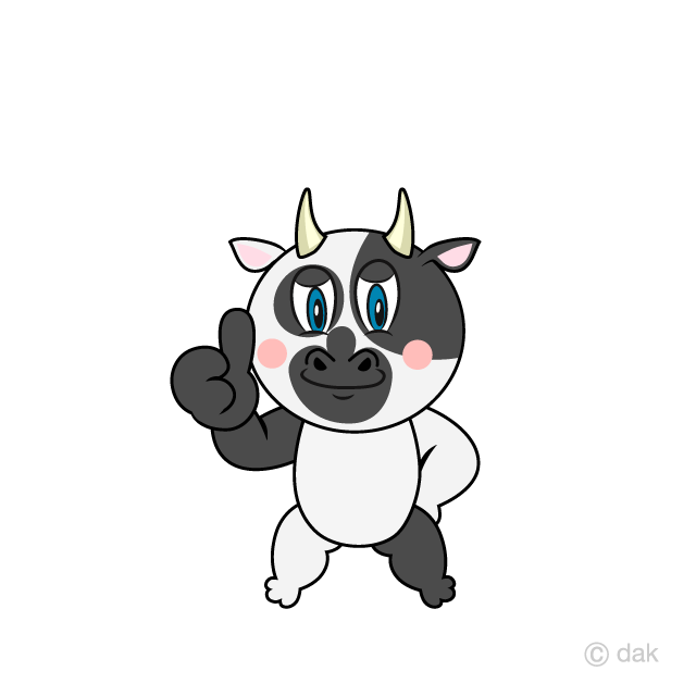 Thumbs up Cow Cartoon Free PNG Image｜Illustoon