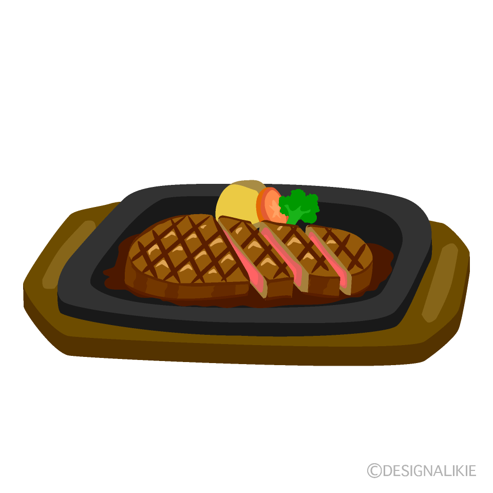 Cutting Steak on Sizzling Plate