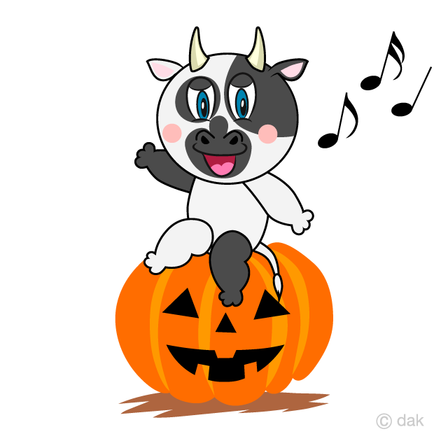 Halloween Cow Cartoon Free PNG Image｜Illustoon