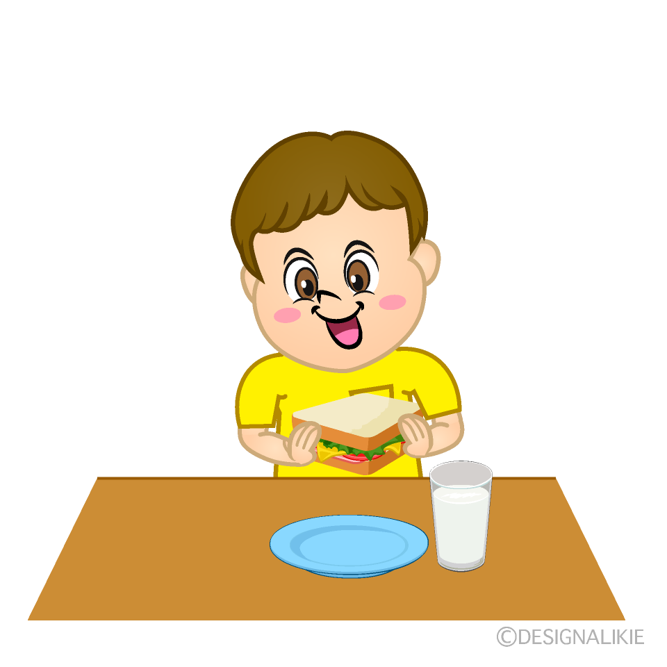 Kids Eating Sandwich Cartoon Free PNG Image Illustoon