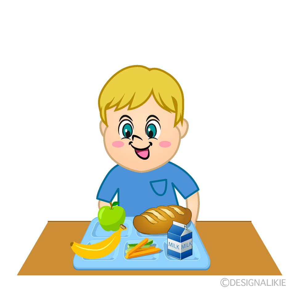 Boy Eating Healthy Food Cartoon Free PNG Image Illustoon