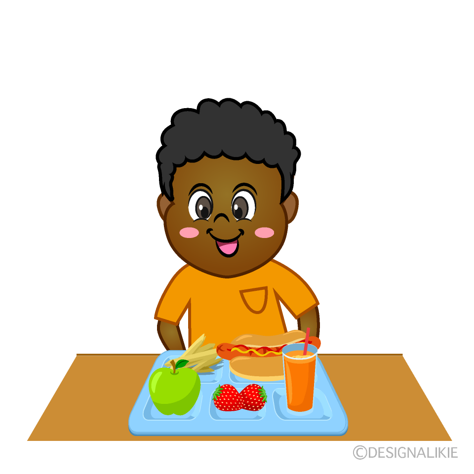 boy eating lunch cartoon