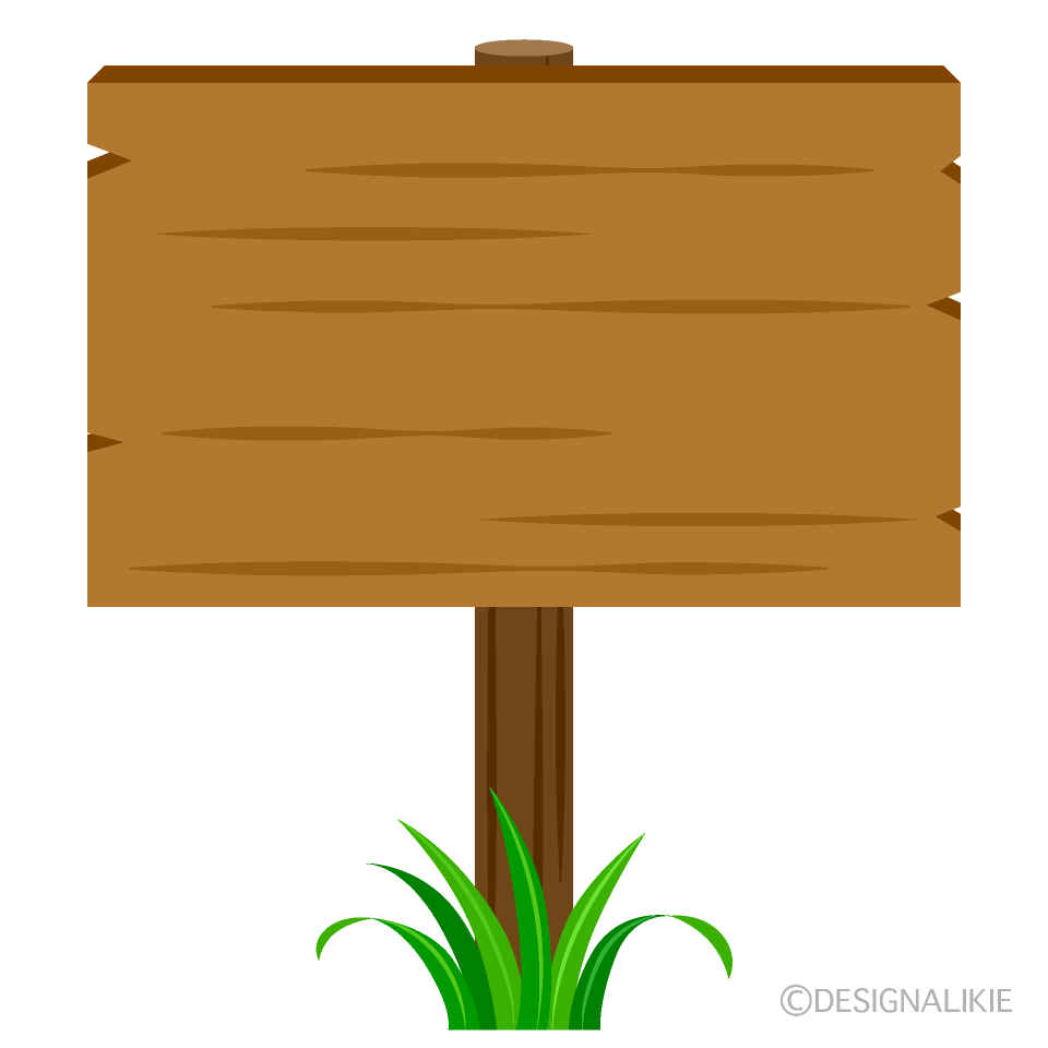 Wood Signboard with Grass