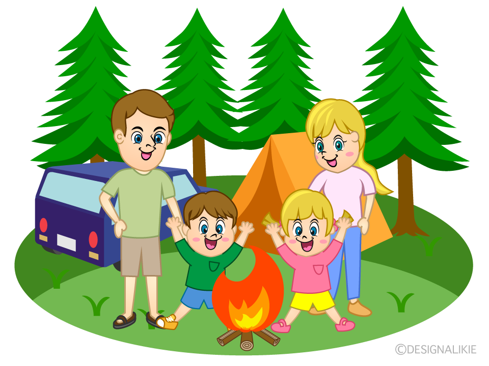 Camping ilustración de dibujos animados  Vector Premium