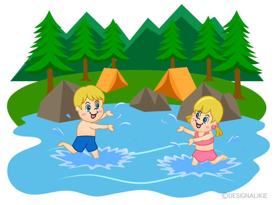 Playing in the River at Camp