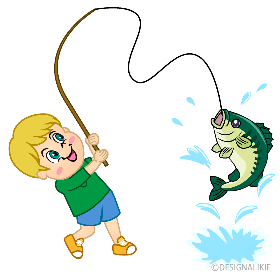 Boy Catching Fish Cartoon Free PNG Image Illustoon