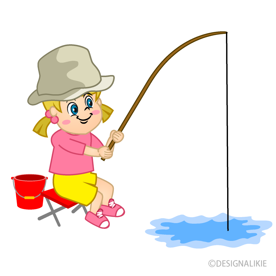 Girl Fishing Cartoon Free PNG Image｜Illustoon