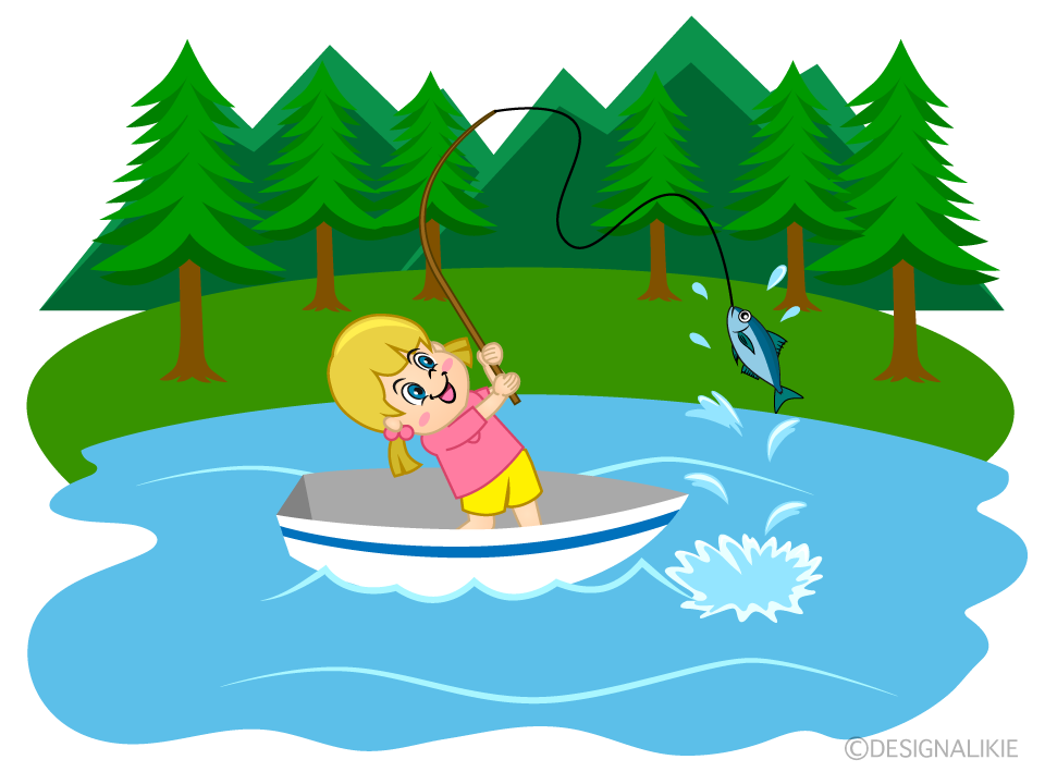 Girl Fishing in the Lake