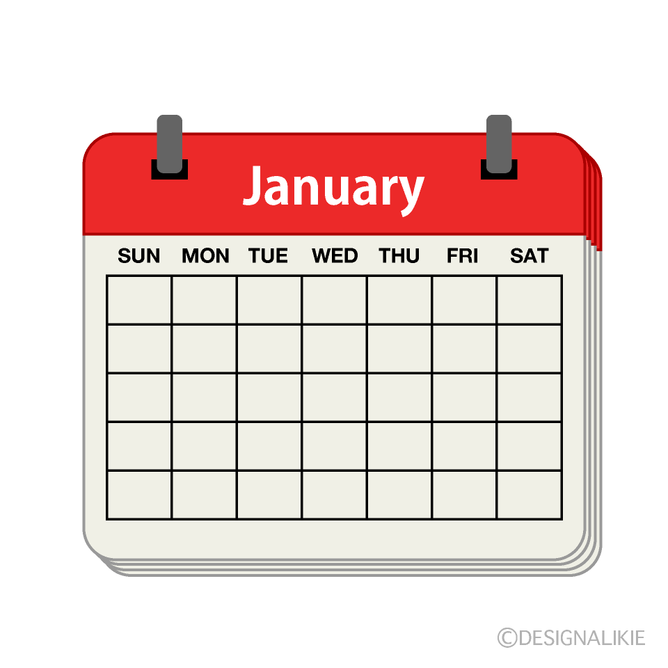 January Grid Calendar Clip Art Free PNG Image｜Illustoon
