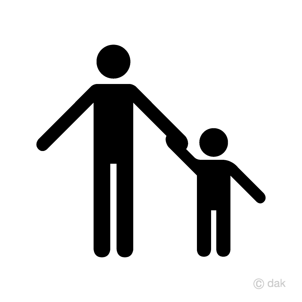 Manos sosteniendo el pictograma de padre e hijo