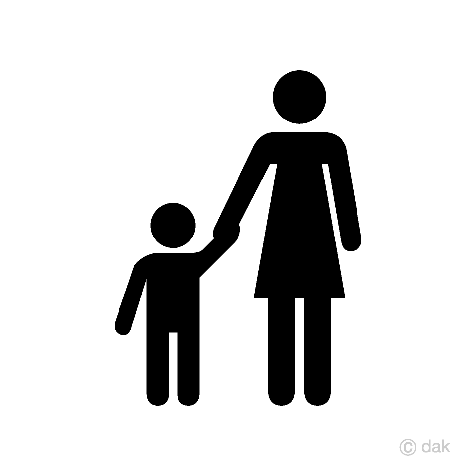 Manos sosteniendo el pictograma de madre e hijo