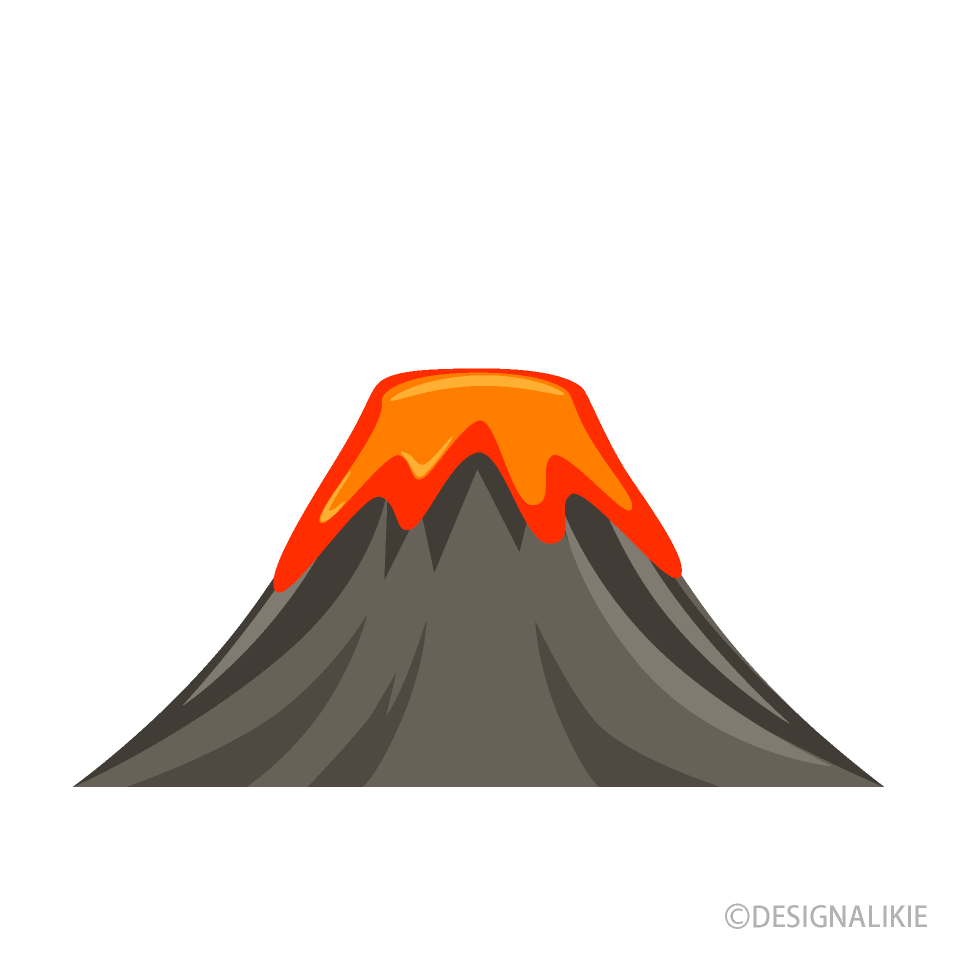 Rocky Volcano with Lava Flow