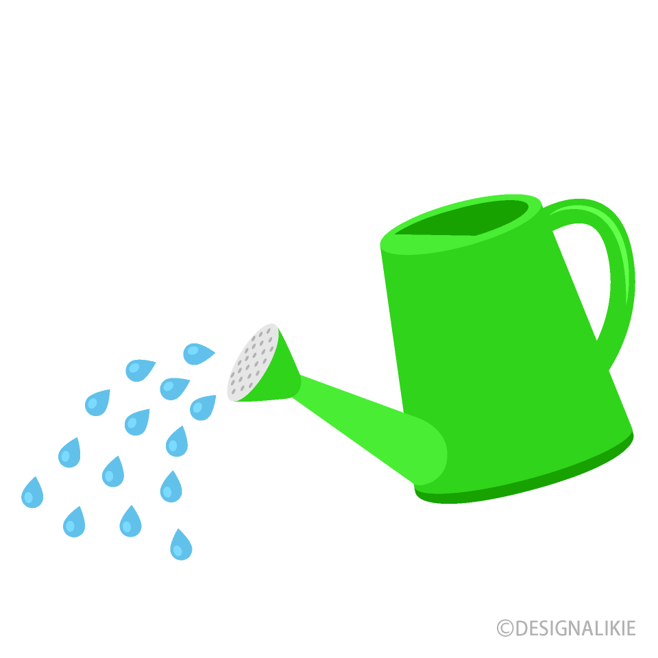 Yellow Green Watering Can Pouring