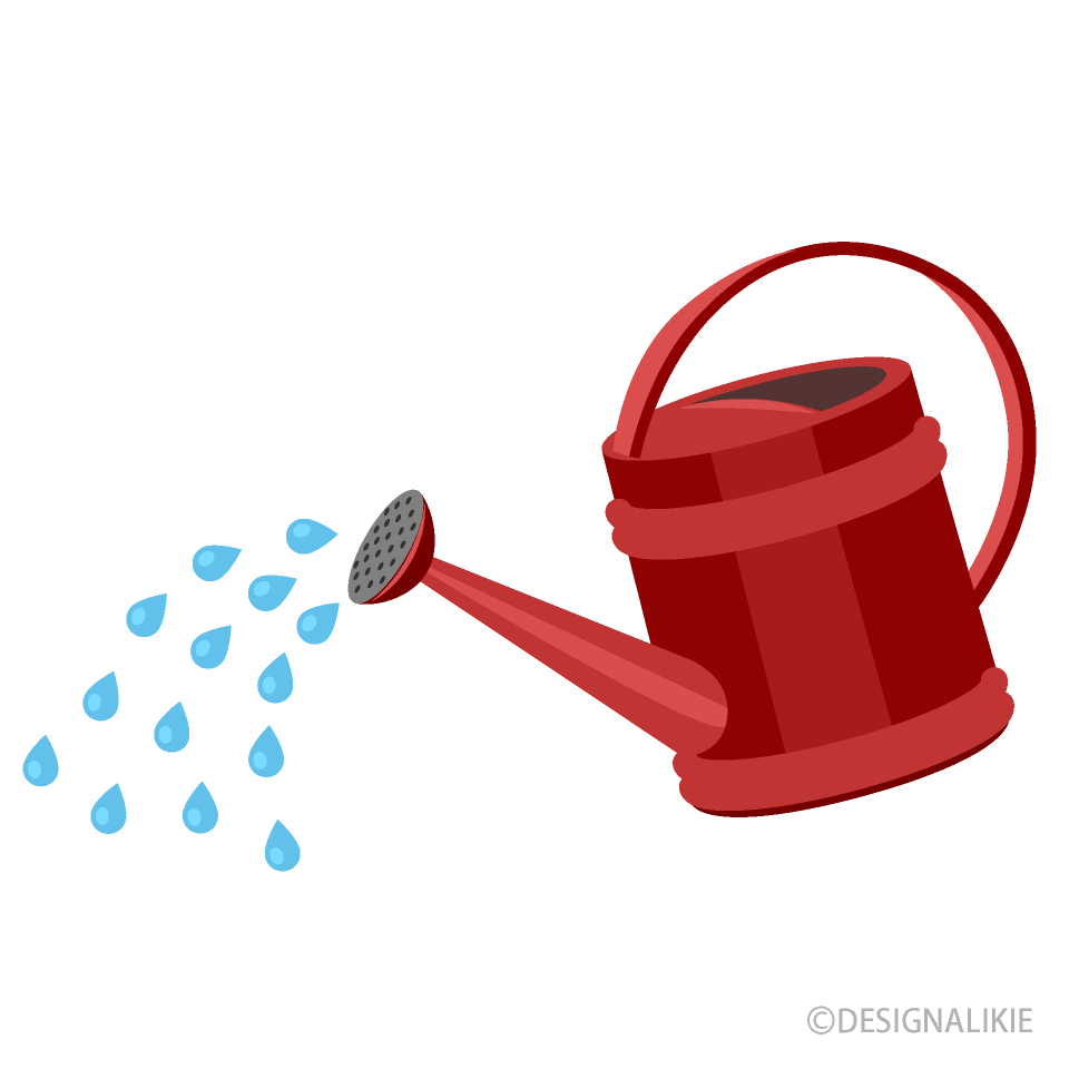 Red Metal Watering Can Pouring