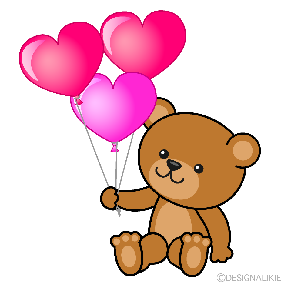 Teddy Bear with Heart Balloons