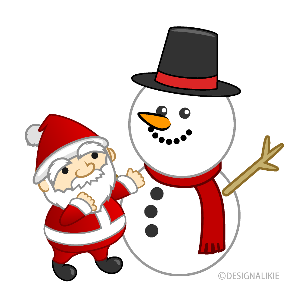 Mini Santa Playing with a Snowman